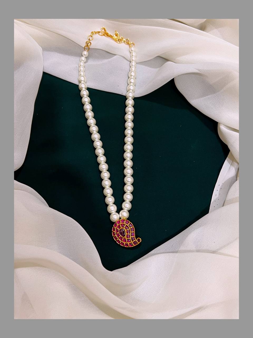 Beautiful White Pearl with Mango Pendent - PB0042