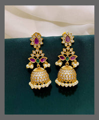 Elegant Ruby Jhumki Earring In Nakshi - NE00273
