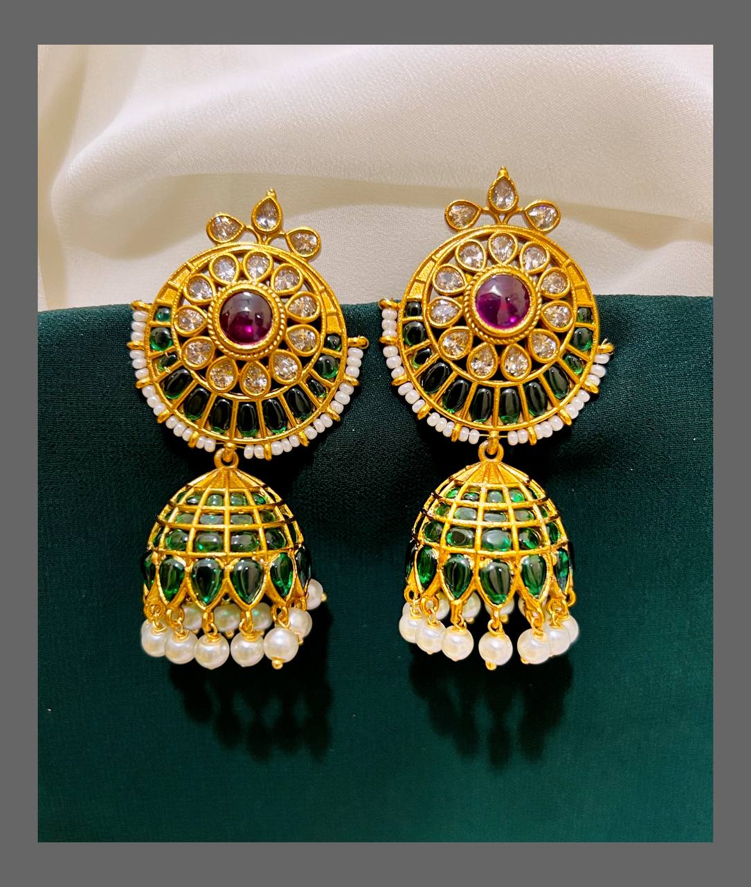 Beautiful Pearl Jhumki Earring in Nakshi - NE00283
