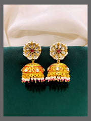 Polki Jhumki Earring in Nakshi - NE00286
