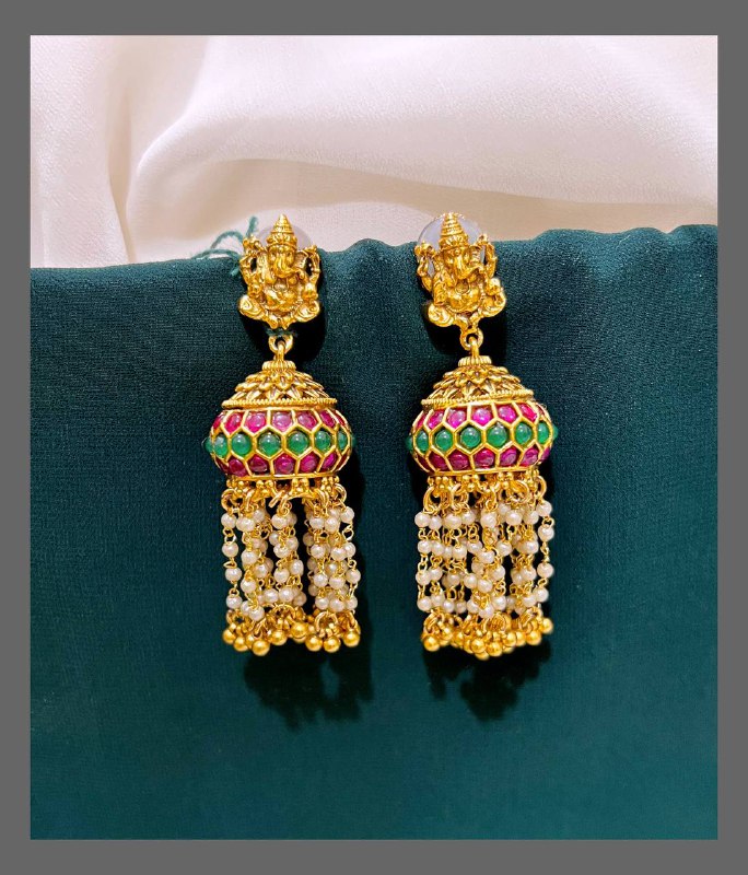 Lord Ganesh With Jhumki in Nakshi - NE00290