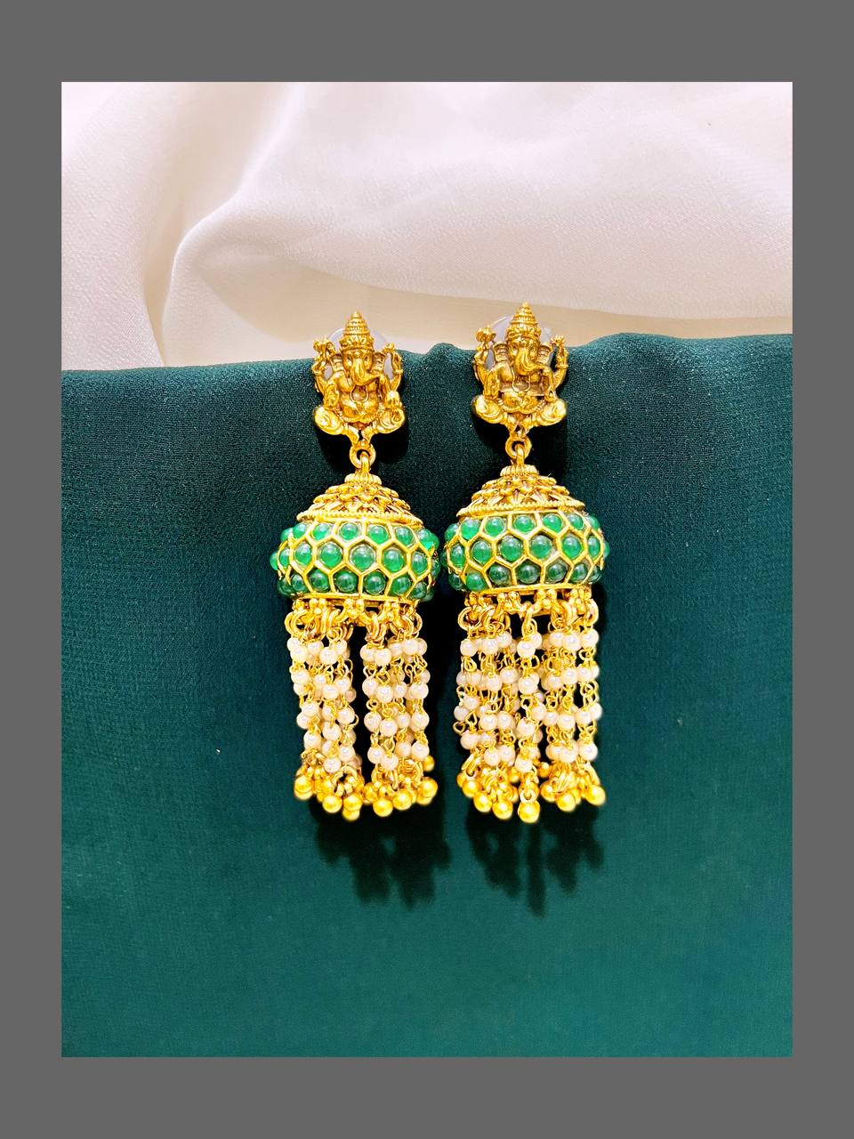 Lord Ganesh With Jhumki in Nakshi - NE00290