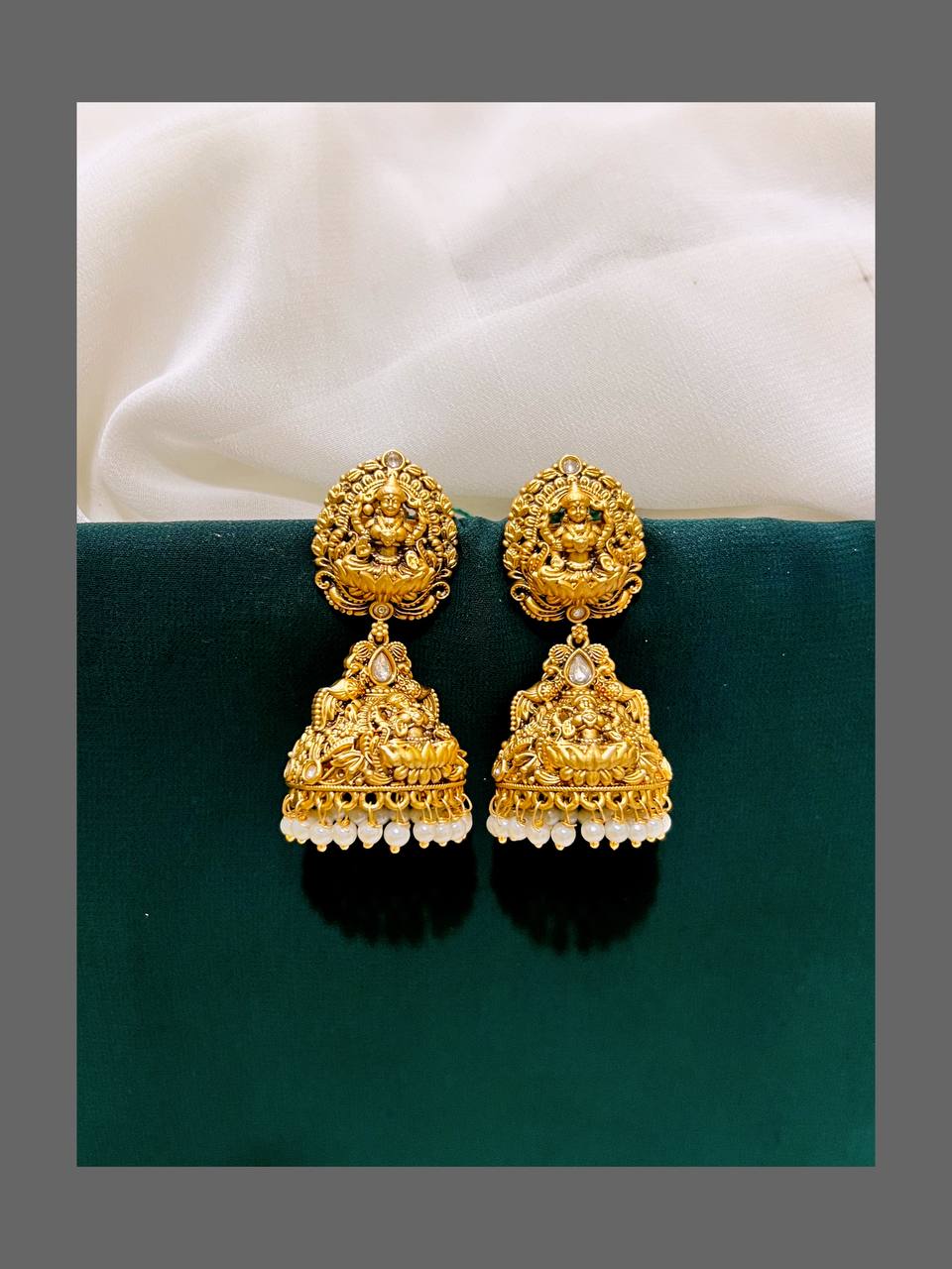 Lord Lakshmi Jhumki Earring in Nakshi - NE00293
