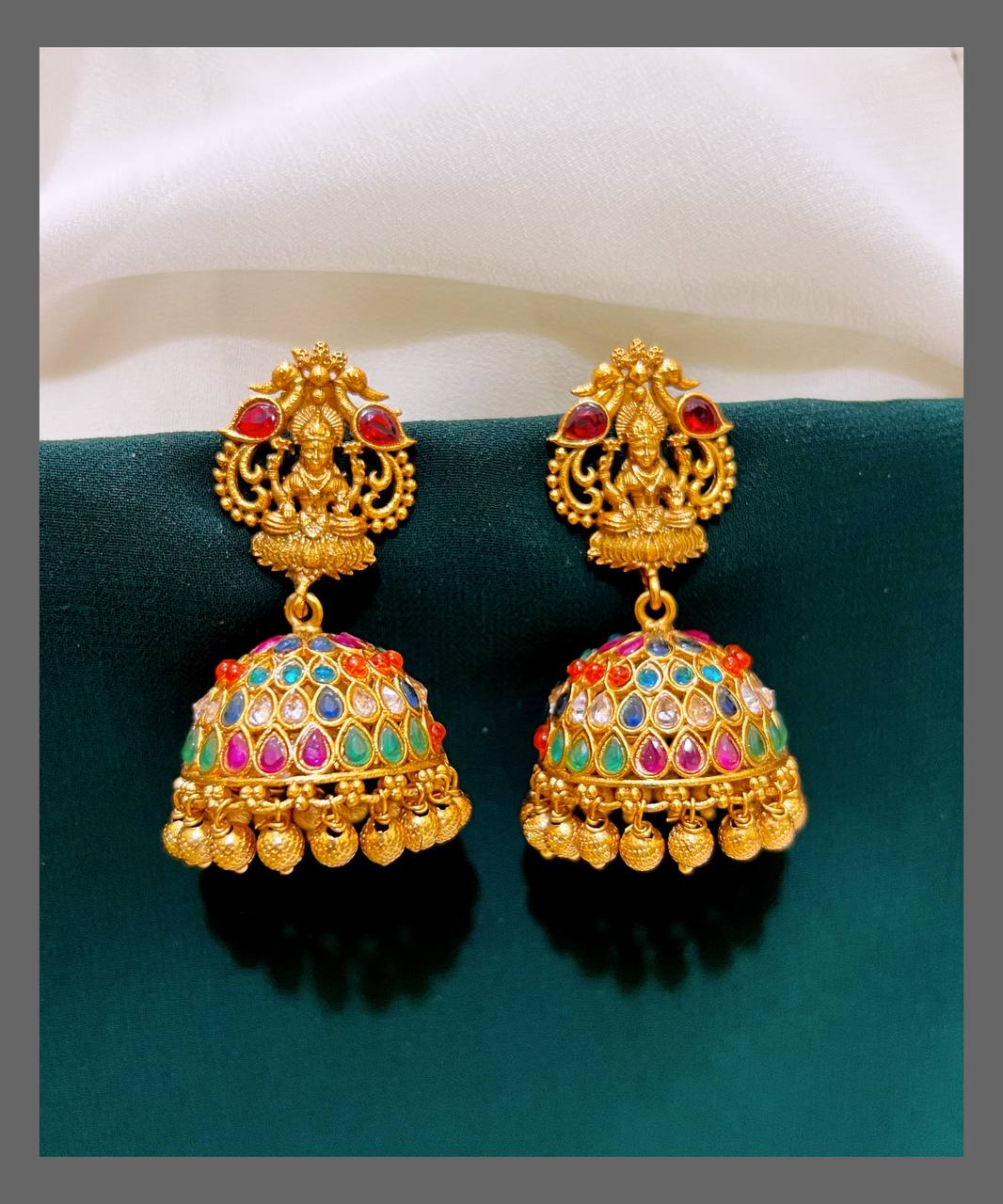 Multi Lakshmi Jhumki Earring in Nakshi - NE00297