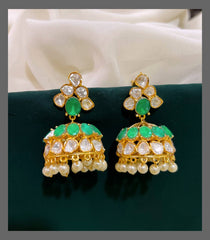 White Stone Jhumki in Jadau - KE00287