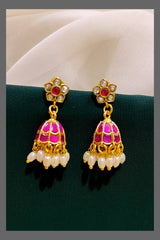 Rice Pearl Jhumki Earring in Kundan - KE00298
