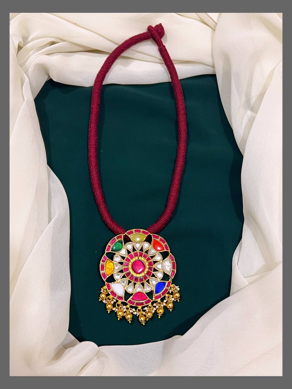 Red Dori with Kundan Pendent - BD0025