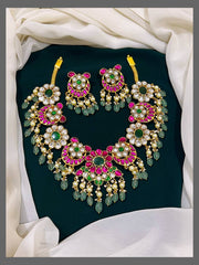 Chand bali with Flower Necklace in Kundan - KN00315