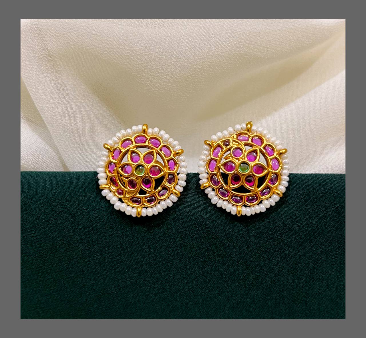Pearl Stud Earring in Nakshi - NE00245