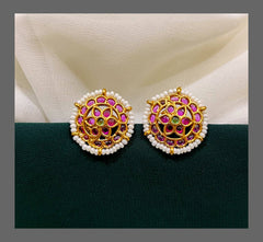 Pearl Stud Earring in Nakshi - NE00245