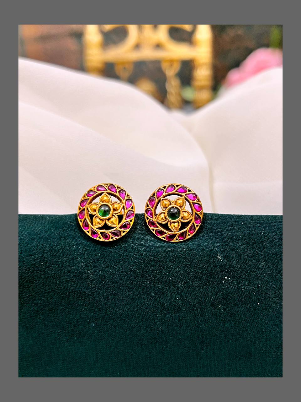 Flower Stud Earring In Nakshi - NE00261