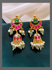 Chand bali Jhumki Earring in Kundan - KE00330