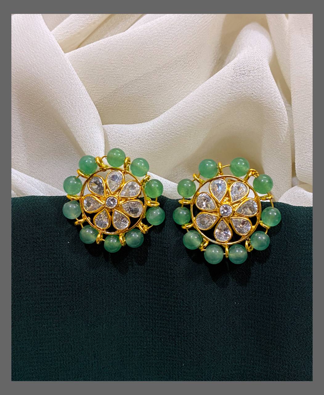 Pearl Stud Earring In Nakshi - NE00306