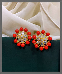 Pearl Stud Earring In Nakshi - NE00306