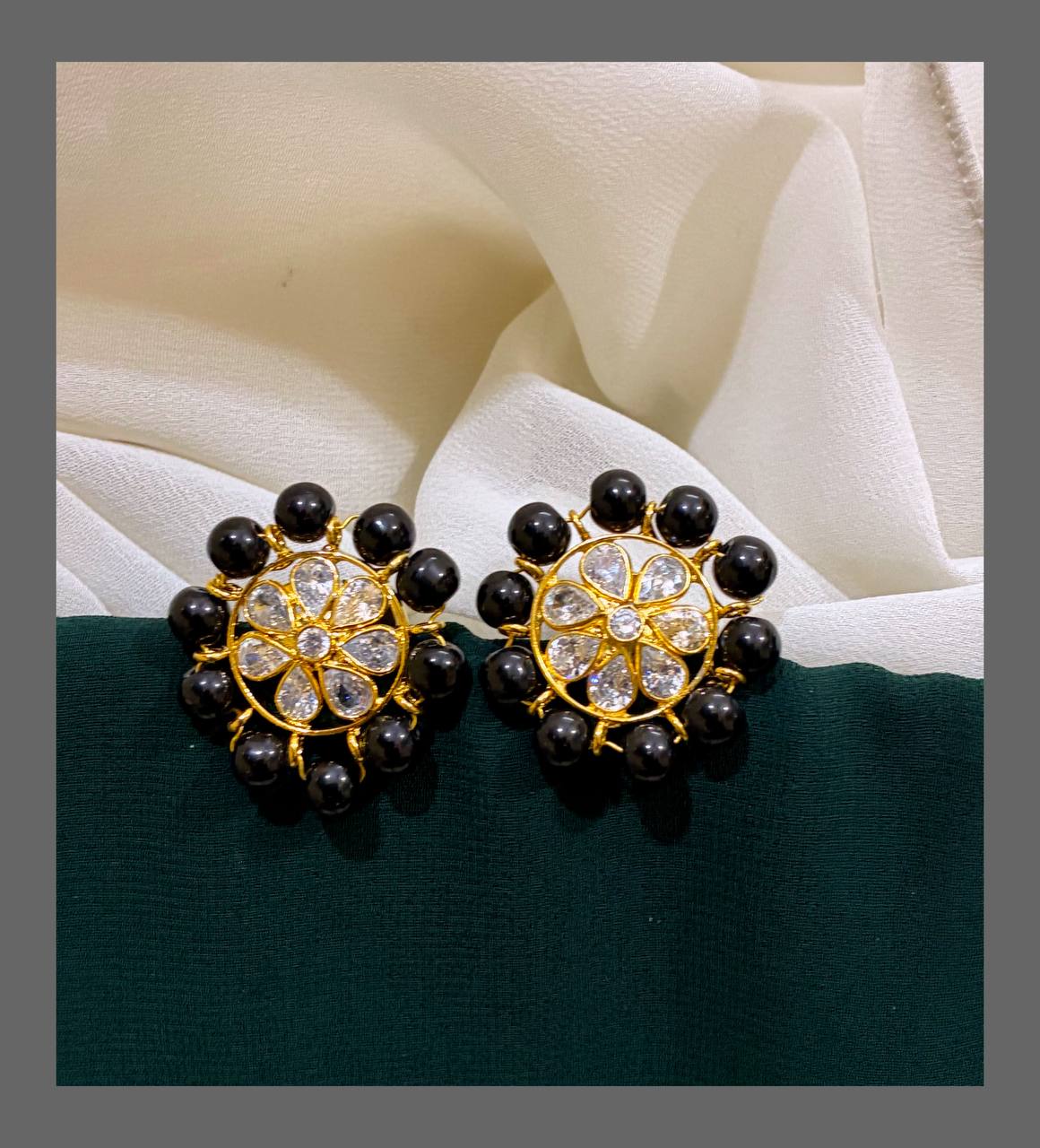 Pearl Stud Earring In Nakshi - NE00306