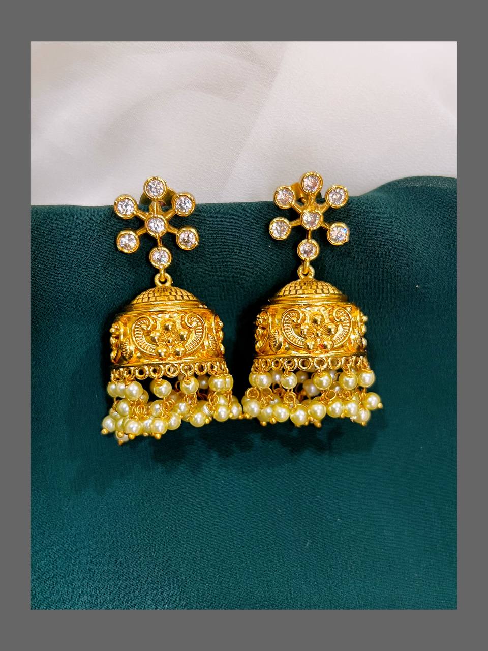 White Stone Jhumki Earring - NE00320