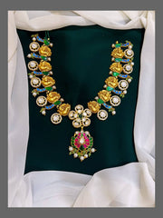 Small and Big peacock Chain with Peacock pendent in kundan - KN00326