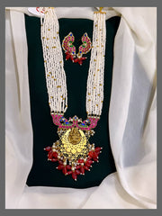 White Pearl Haram with Pendent in Kundan - PB0046