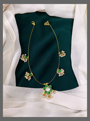 Invisible Chain with Flower Pendent in Jadau -  KN00321