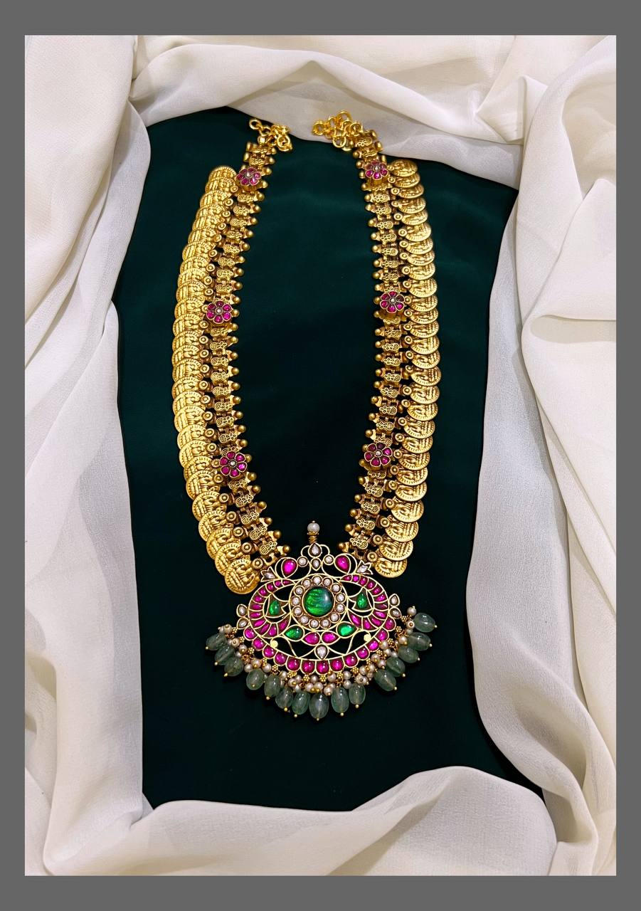 Kashu haram with Pendent in Kundan - KH00234
