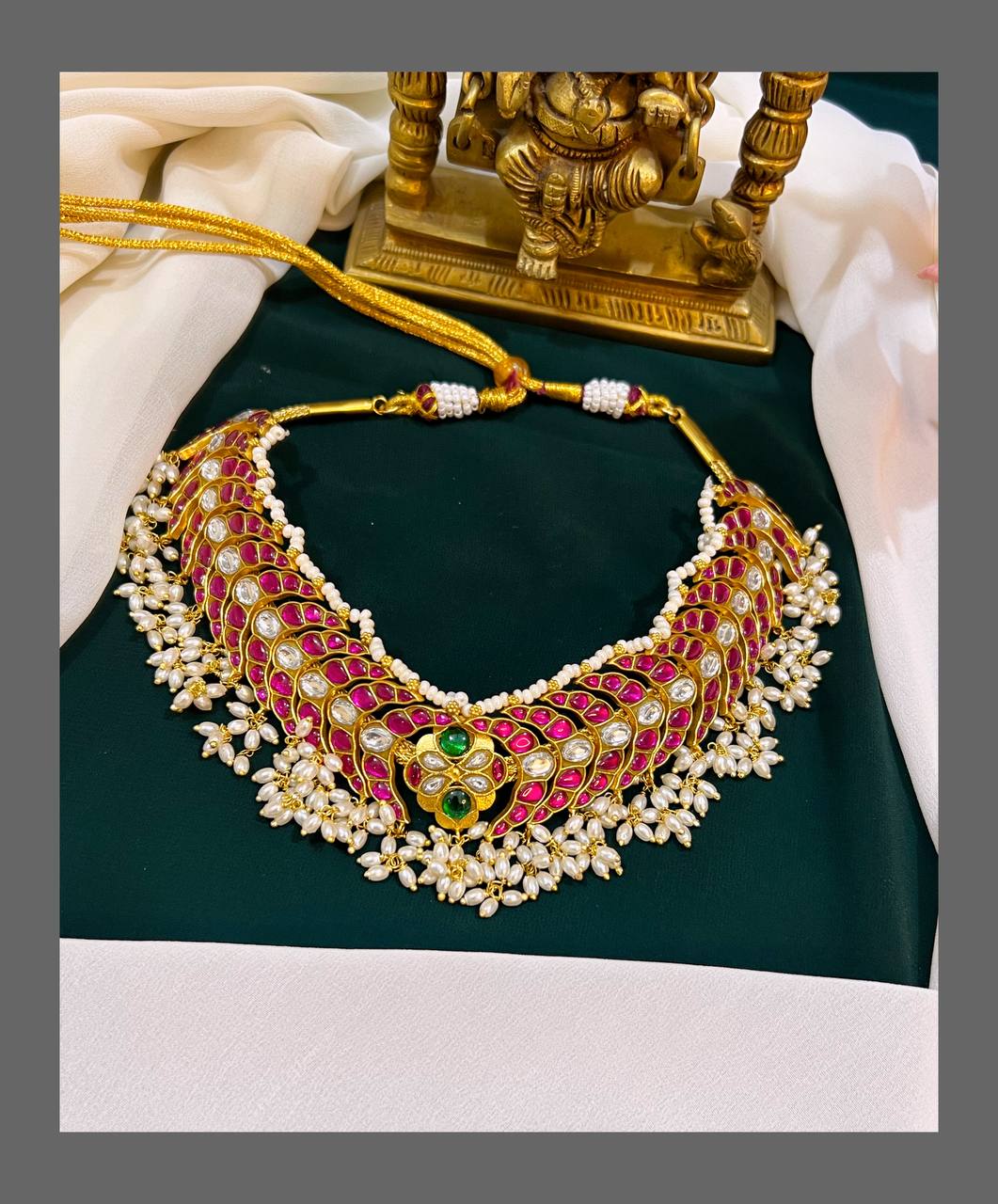 Elegant Rice Pearl Choker in Kundan - KN00363