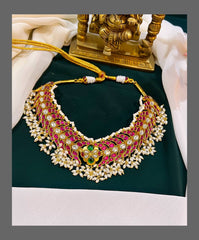 Elegant Rice Pearl Choker in Kundan - KN00363