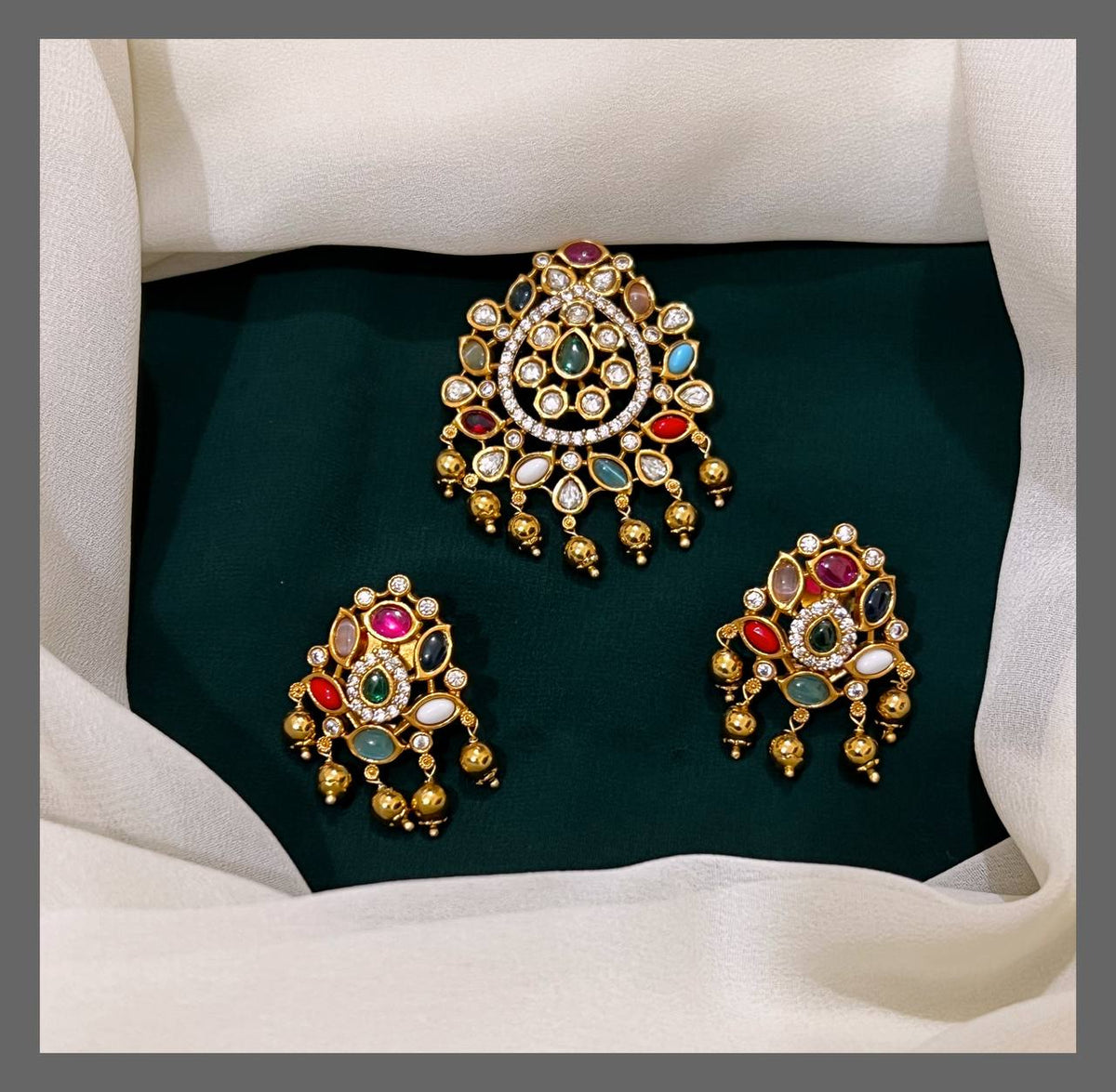 Multi Stone Nakshi Pendent - NP004