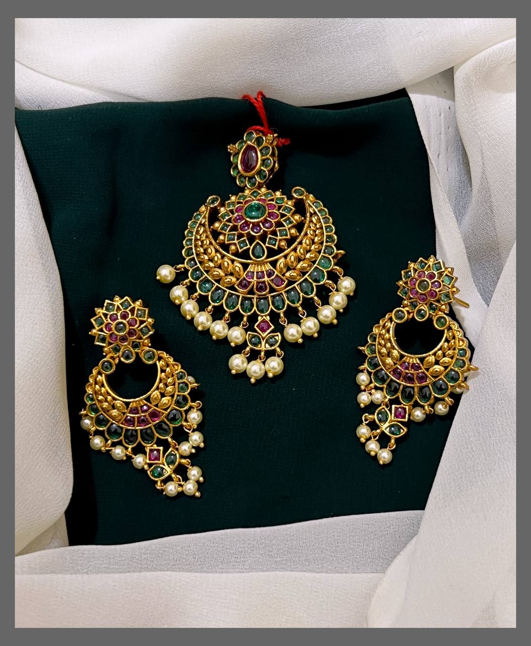 Chand Bali Ruby Pendent in Nakshi - NP0021