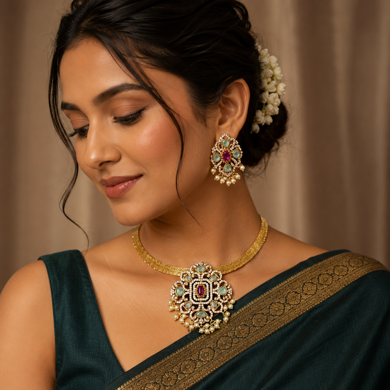 Light Blue Pendant and Earrings with Nanu Chain - NN00862