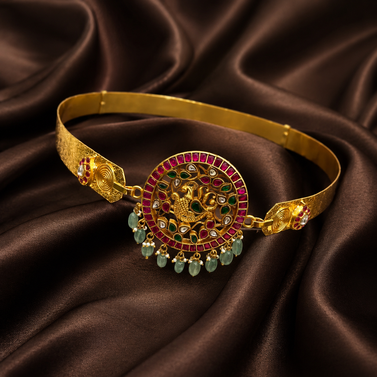 Ruby and Emerald Waist belt in Kundan - WB004