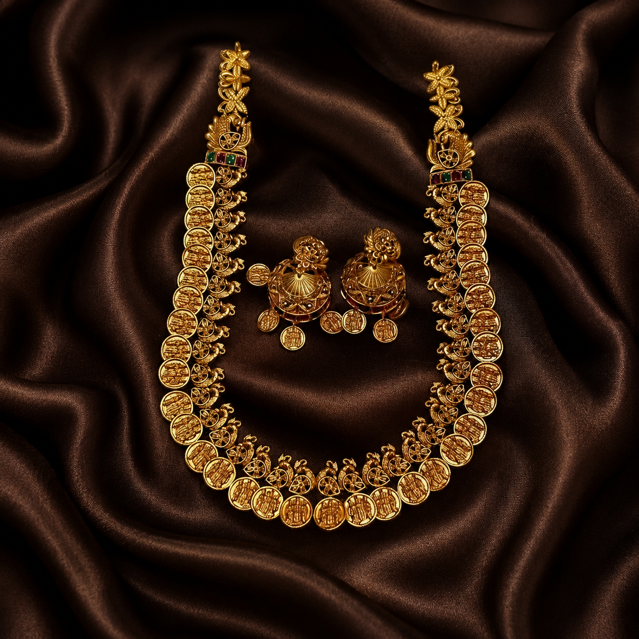 Double Step Lakshmi Antique Polish Kaasu Haram - NH00431
