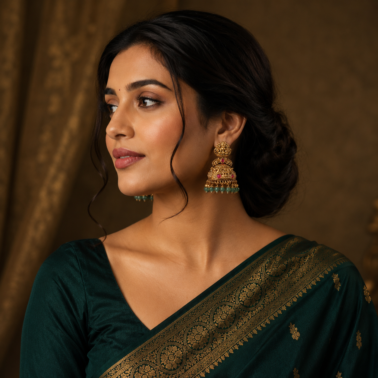 Jadau Lakahmi Nakshi Jhumkis - KE00579