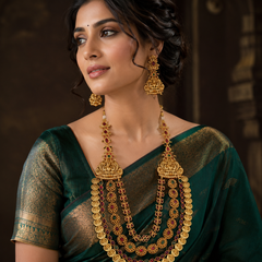 Beautiful  3Layer Lakshmi Haram In Nakshi - NH00230