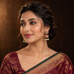 Jadau Bottu Screw Back Jhumki - KE00597