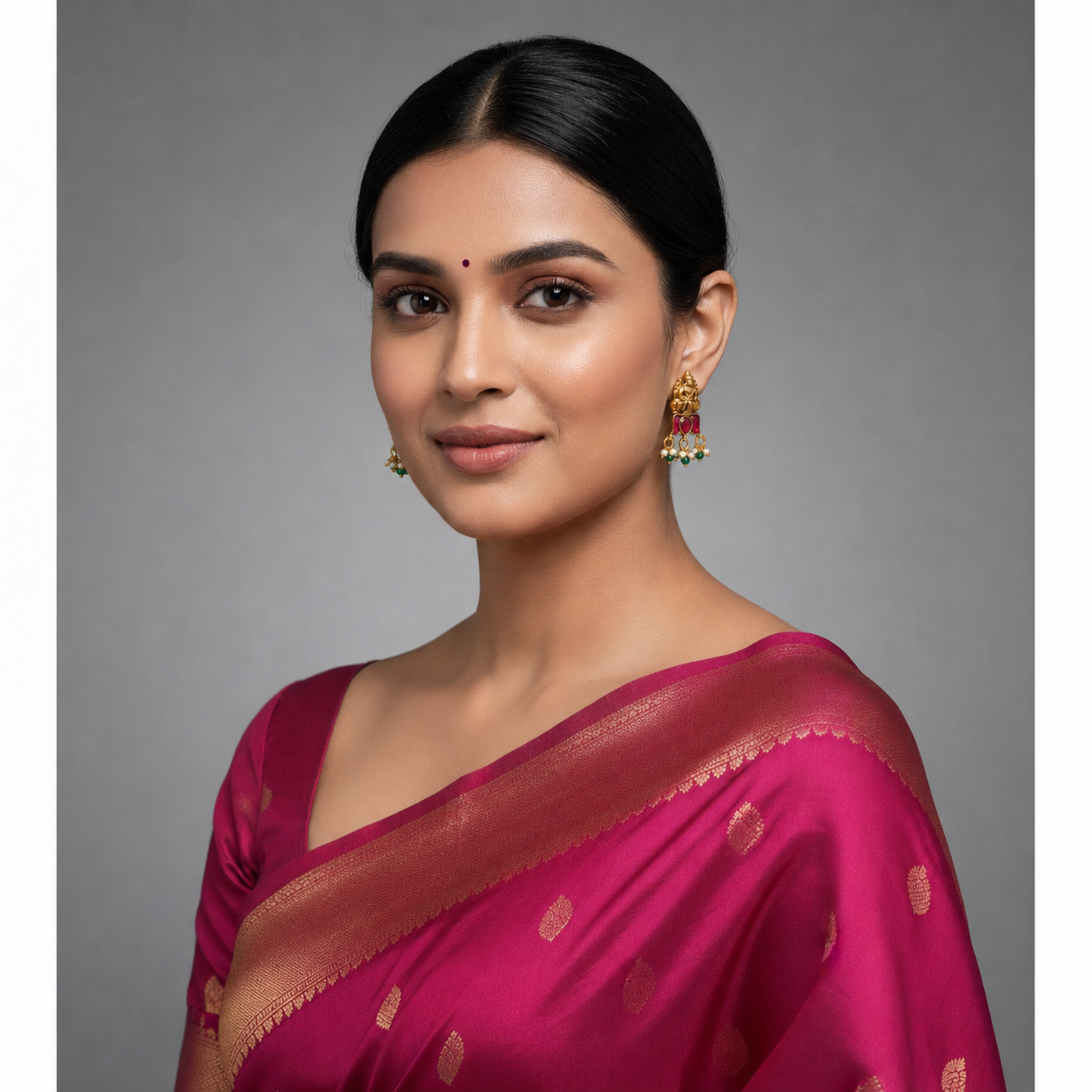 Jadau Nakshi Lakshmi Lotus Earrings With Back Screw - KE00576