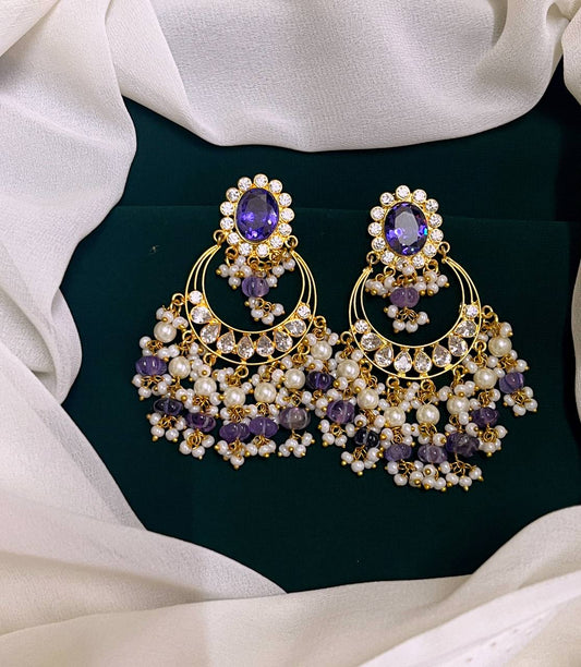 Purple Chand Bali Kundan - KE0051