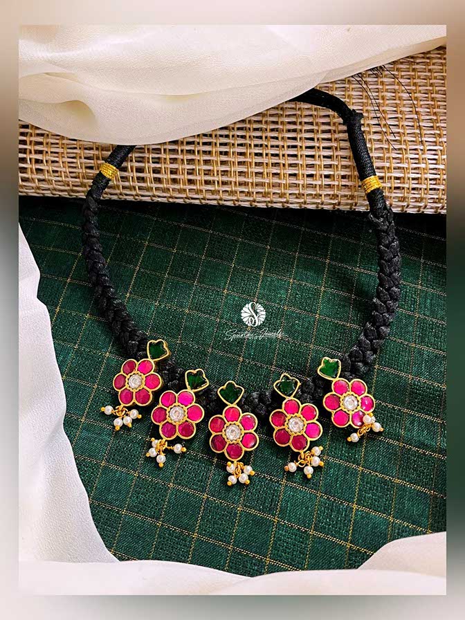 Black Threads Jadau Kundan Necklace - BB0014