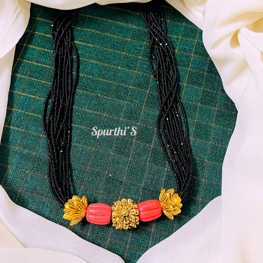 Black Beads Necklace - BB0044