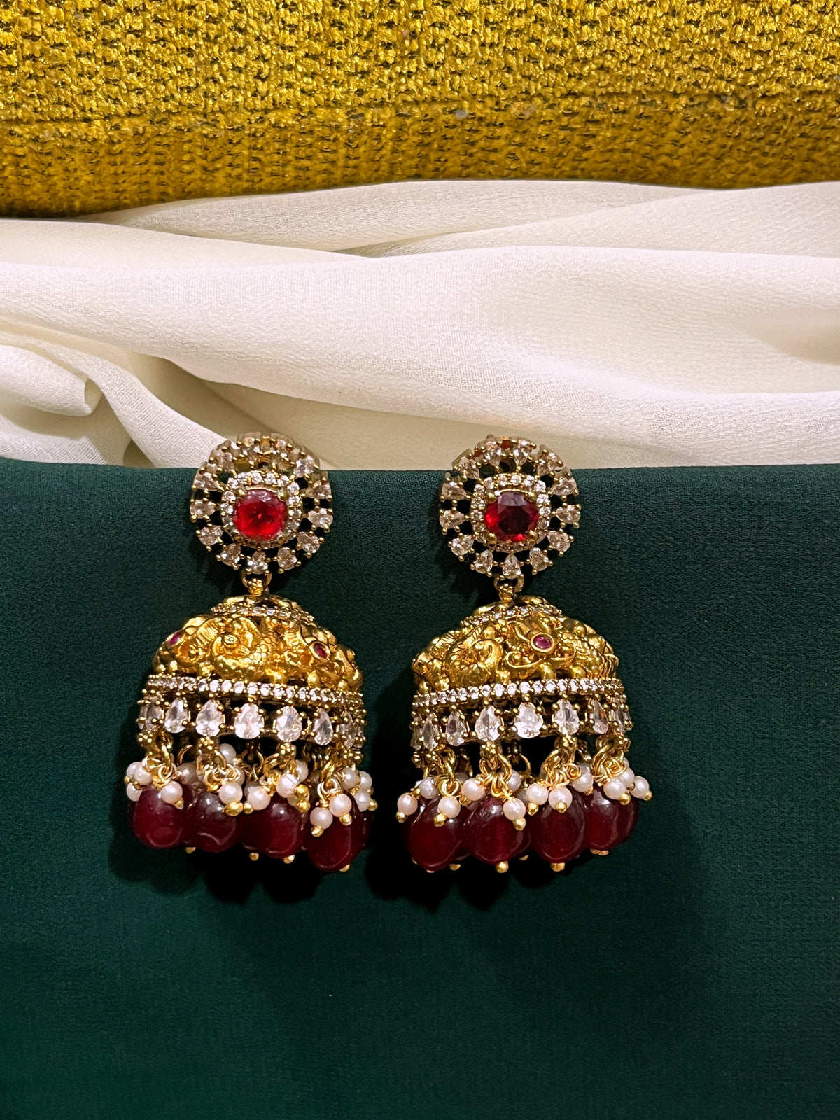 Victorian Ruby jhumkis - VE023