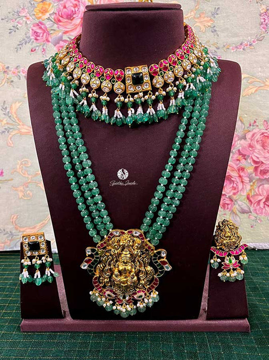 Bridal Set with Long and Short Necklace with Earring and Mang Tika - BR0009