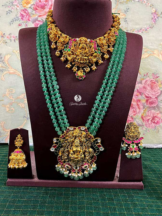 Bridal Set with Long and Short Necklace with Earring and Mang Tika - BR0010