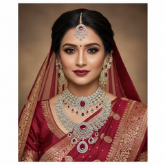 Daimond Bridal Set With Earrings and Tika - BR0067