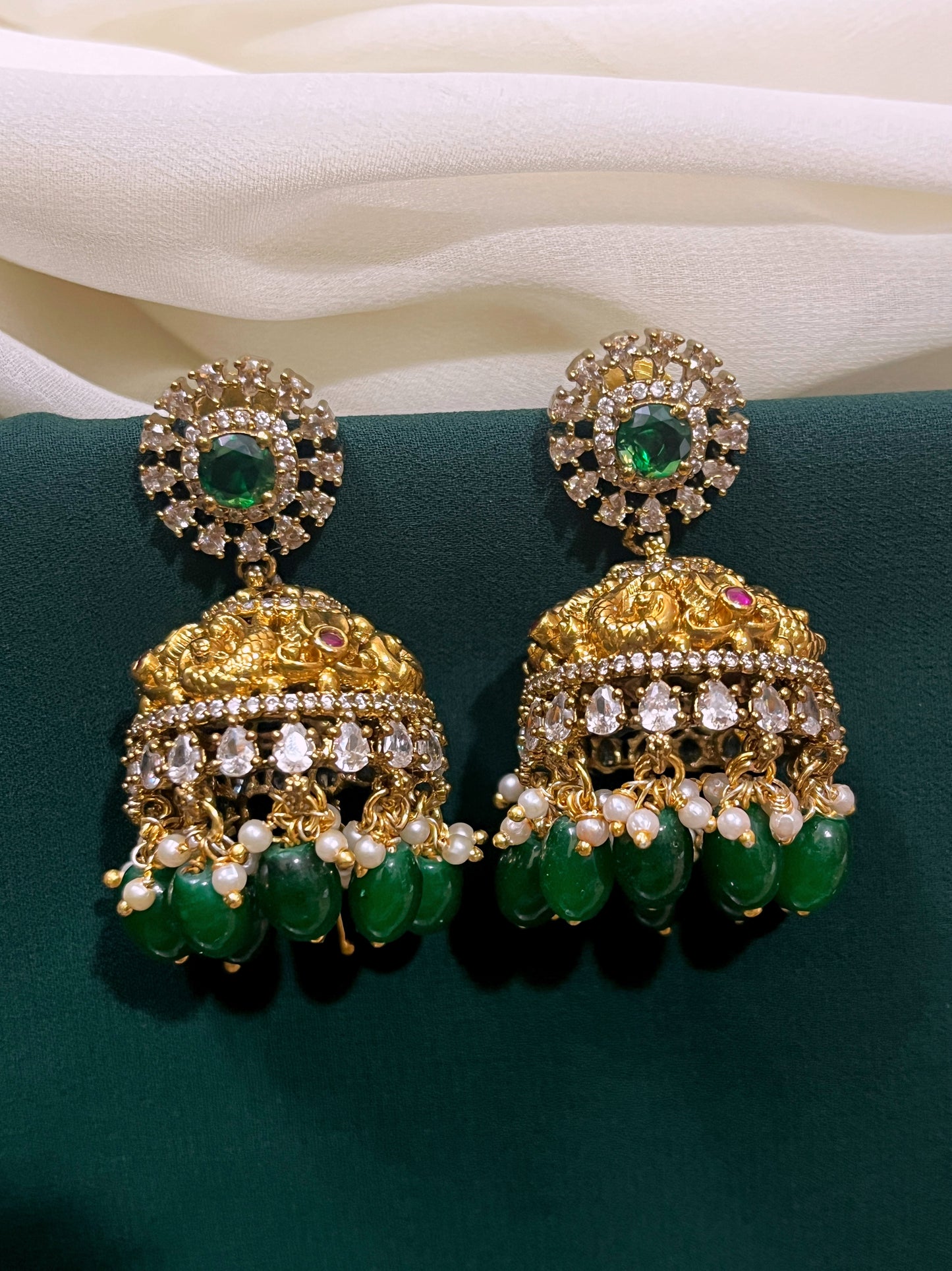 Victorian emerald jhumkis - VE020