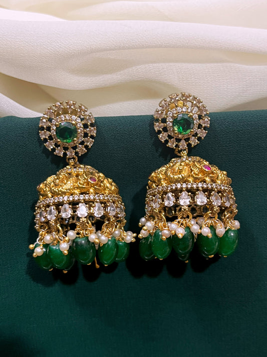 Victorian emerald jhumkis - VE020