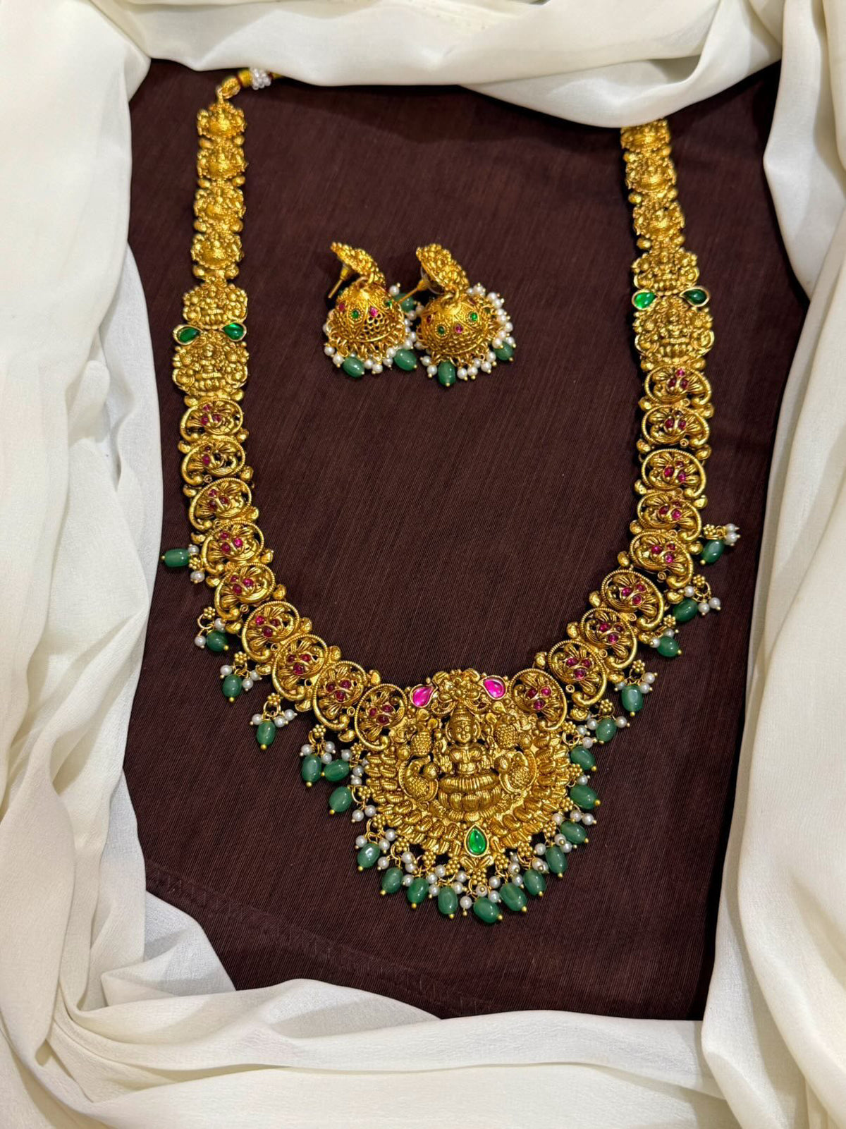 Long Lakshmi Haram With Pota Stones - NH00464