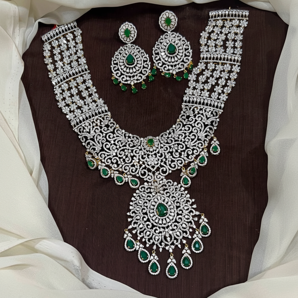4 liner Daimond haram With Earrings - DH0011