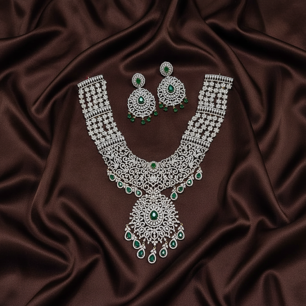 4 liner Daimond haram With Earrings - DH0011