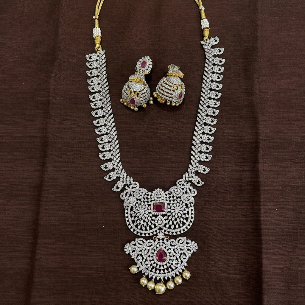 Daimond Mango Mid Length Haram with Jhumki - DH0018