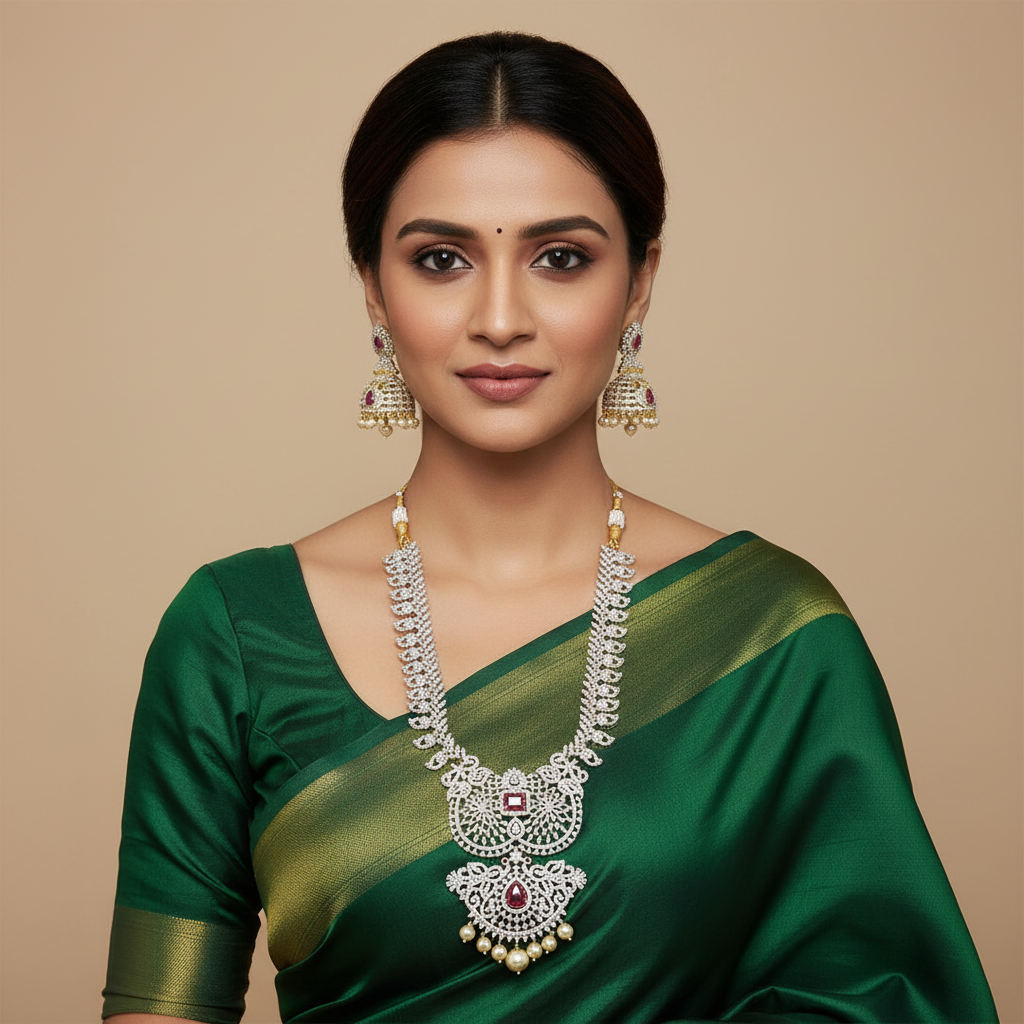 Daimond Mango Mid Length Haram with Jhumki - DH0018