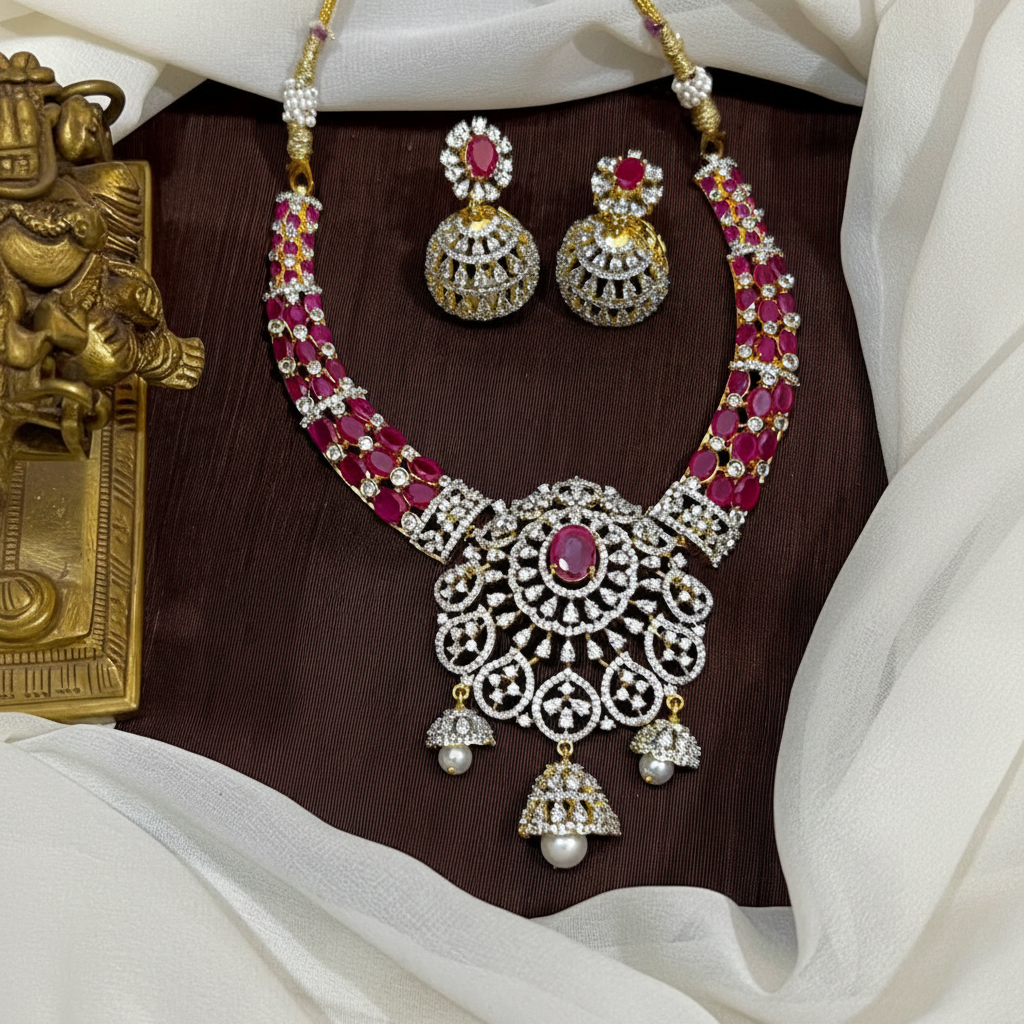 Diamond Necklace With Jhumki - DN0078